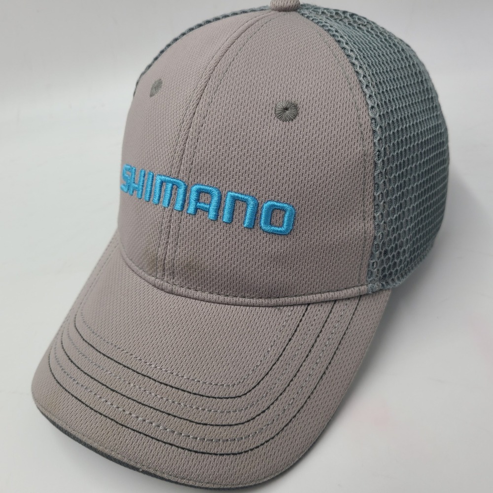 Shimano Hat Adjustable Trucker Mesh Gray Blue Fishing Outdoor Equipment Logo Men